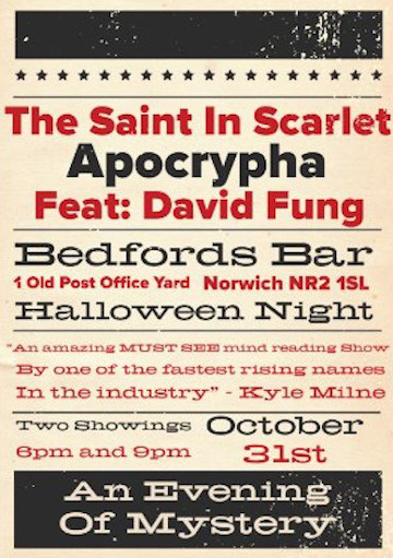 Apocrypha Halloween Show Poster at Bedfords Bar in the Crypt, Norwich